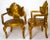 Fabulous pair of carved wooden shell arm chairs by coveted Italian designers Bartolozzi & Maioli with original patina....