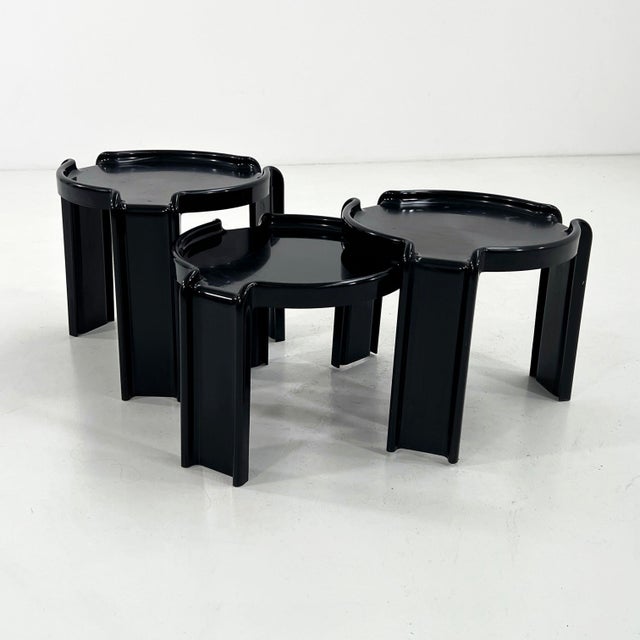 Black Nesting Tables by Giotto Stoppino for Kartell, 1970s, Set of 3 For Sale - Image 3 of 12