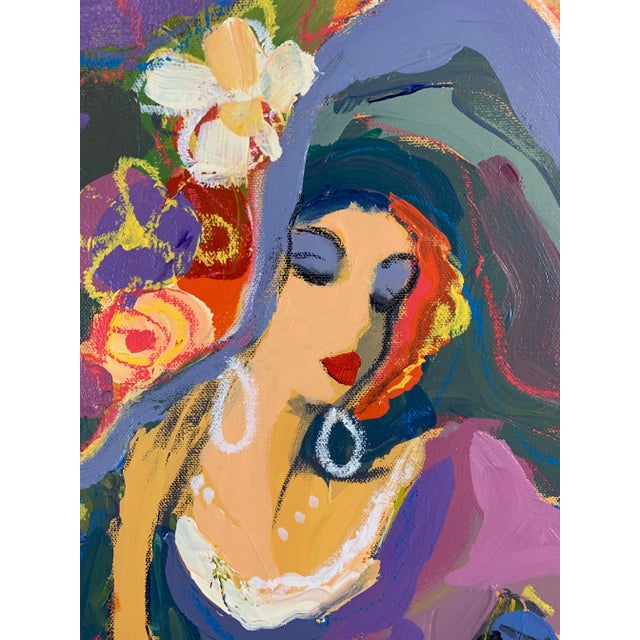 1990s Isaac Maimon Painting of Two Fashionable Women at Cafe For Sale - Image 5 of 9
