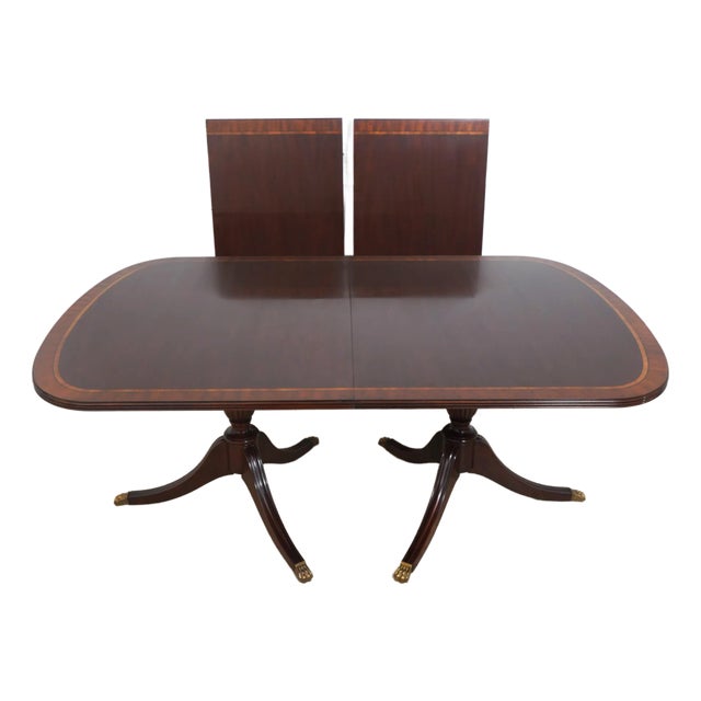 Henkel Harris Model 2207 Banded Mahogany Dining Table For Sale