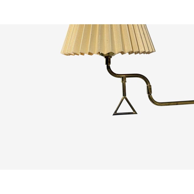 Metal 1970s Armaturhantverk Tibro, Wall Light, Brass, Pleated Fabric For Sale - Image 7 of 13