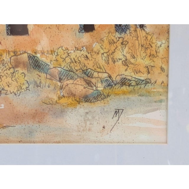 American Mikel Davison Original Pen and Ink on Watercolor - Adobe No. 2 For Sale - Image 3 of 5