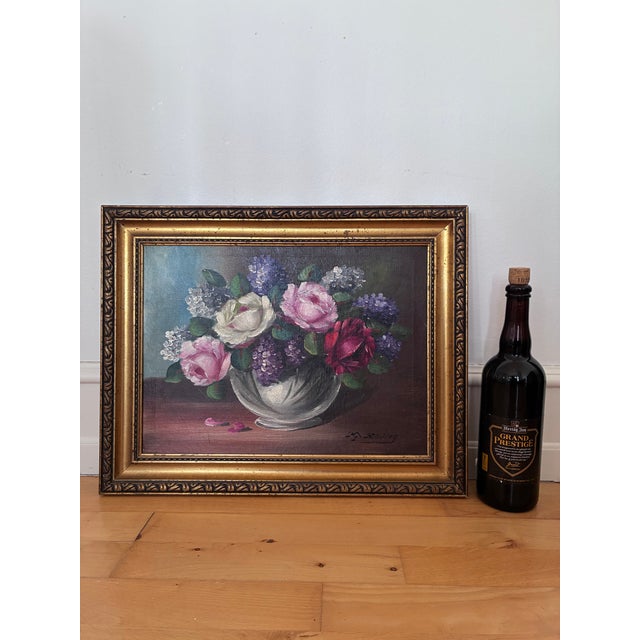 Vintage Original Flower Still Life Oil Painting: Framed Floral Art For Sale - Image 14 of 15