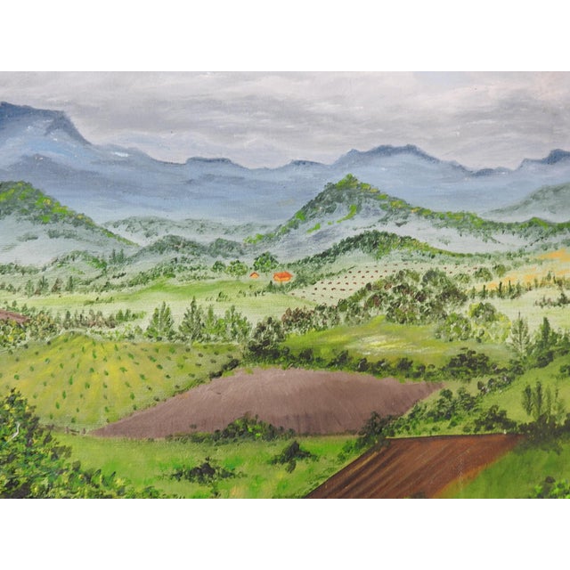Late 20th Century Birdseye View Mountain Valley Landscape Painting For Sale In Seattle - Image 6 of 9