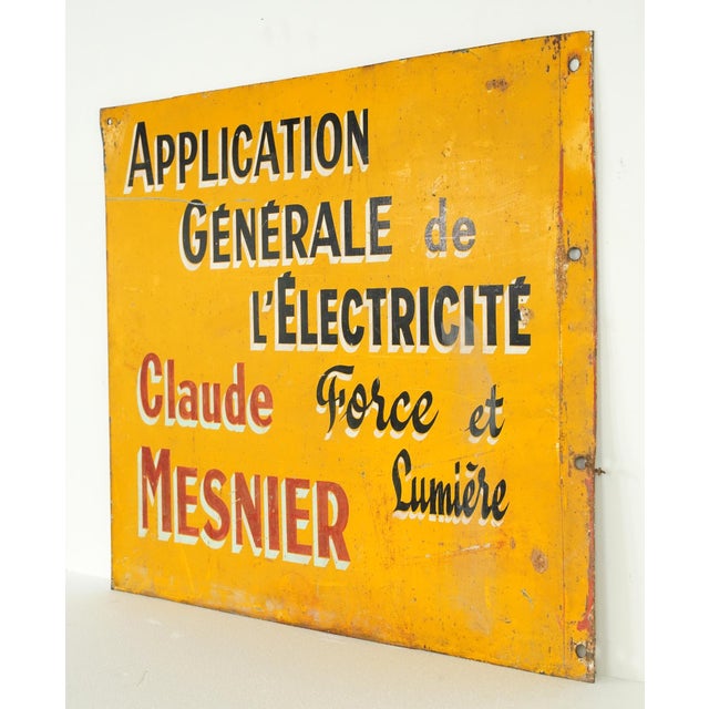 Traditional Vintage Steel French Double Sided General Application of Electricity Advertising Sign For Sale - Image 3 of 5