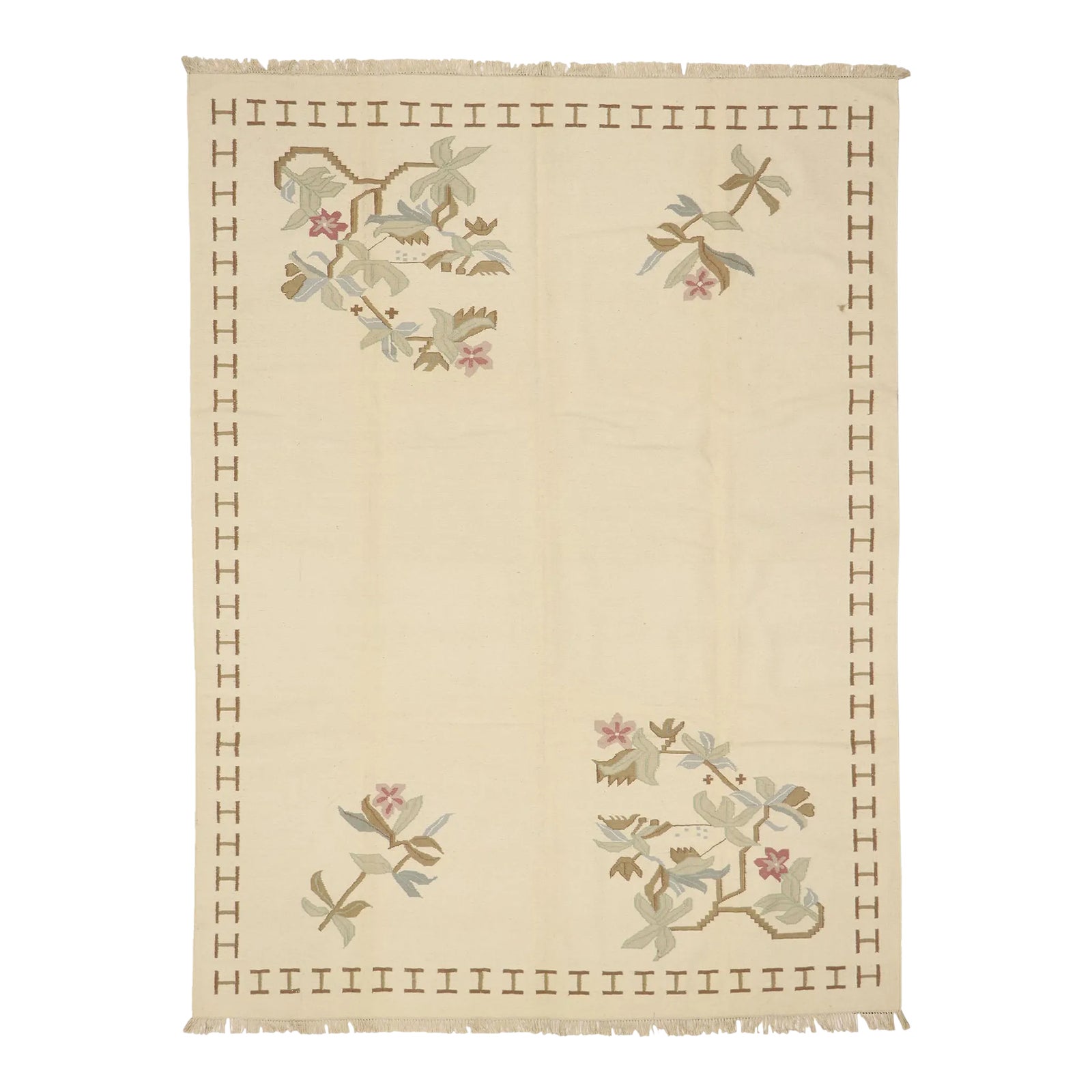 Vintage Romanian Floral Kilim Rug - 08'07 X 11'06 | Chairish