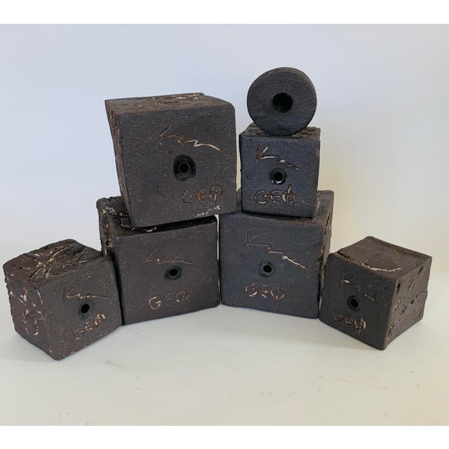 "Cubism Extreme" Artisan Ceramic Black Cubes Set of 6 For Sale - Image 10 of 11