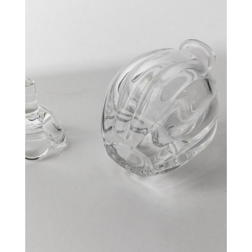 Vintage Curved Hand-Blown Murano Glass Perfume Bottle with Floral Stopper, 1950s For Sale - Image 10 of 11