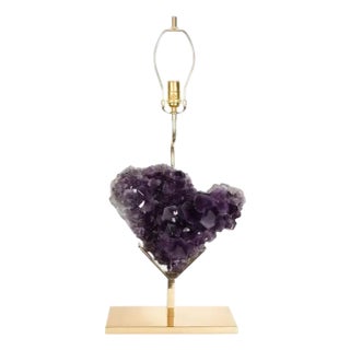 Early 21st Century Single Natural Amethyst Fragment Table Lamp For Sale