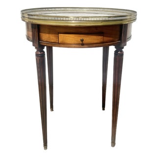 French 19th Century Louis XVI Mahogany Oval Bouillotte Marble Top Side Table For Sale