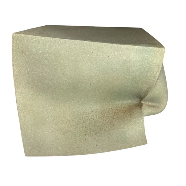 Simone Couderc Signed Contemporary Stoneware Cube Sculpture 1990 France