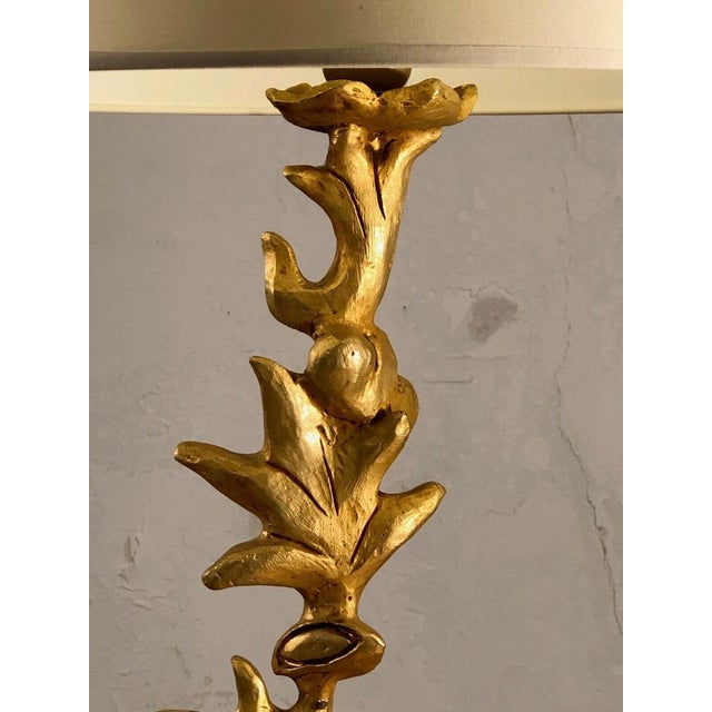 Baroque French Sculptural Golden Lamp by Georges Mathias for Fondica, 1980s For Sale - Image 3 of 9