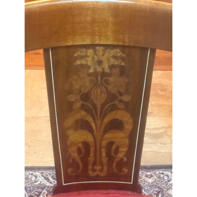 Antique 19th Century Inlaid French Empire Biedermeier Gondola Style Side Chair For Sale - Image 6 of 7