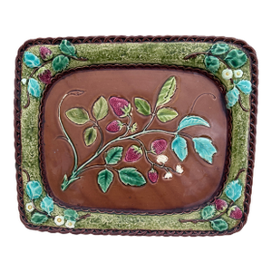19th Century Majolica Strawberry Platter Luneville