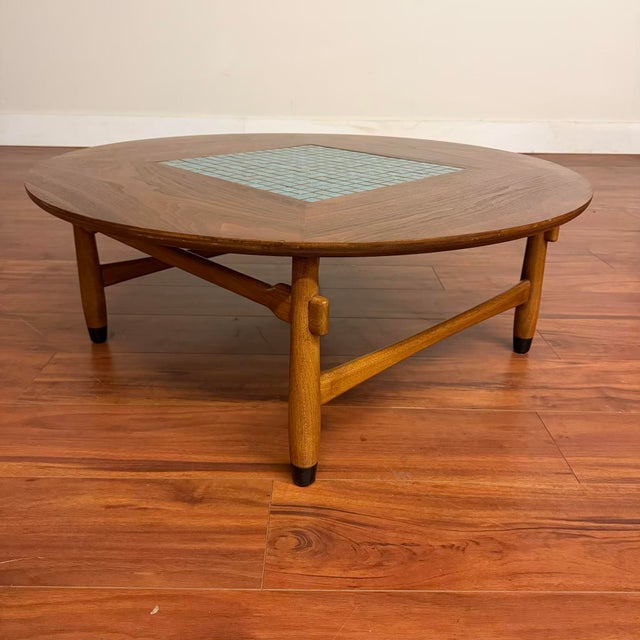 Mid-Century Modern Lane Walnut Mid-Century Coffee Table With Tile Inlay For Sale - Image 3 of 11