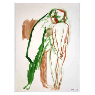 Leo Guida, The Visit, Original Watercolor, 1970s For Sale