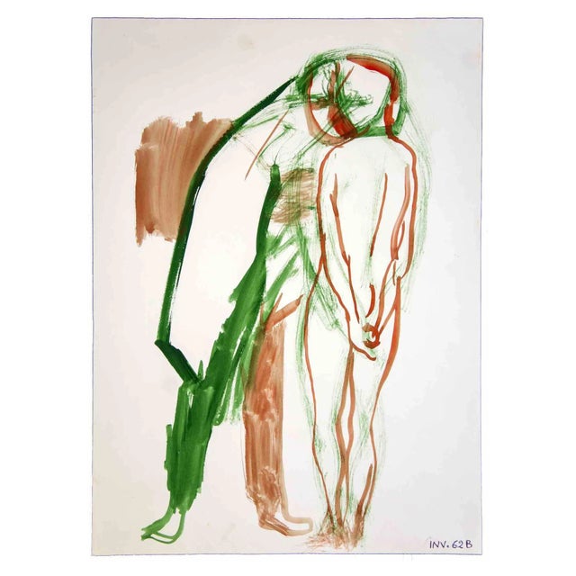 Leo Guida, The Visit, Original Watercolor, 1970s For Sale