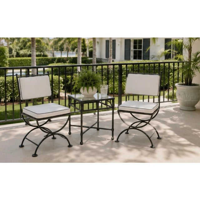 Metal 3 Pieces Vintage Turkish Cast Iron Patio Chairs & Side Table For Sale - Image 7 of 12