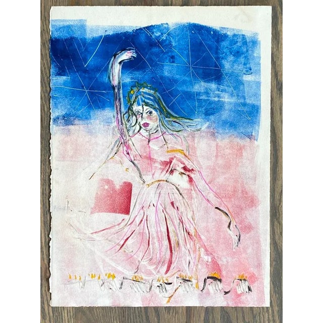 1960s Vintage Ballerina Color Art Print Etching Signed For Sale - Image 5 of 5