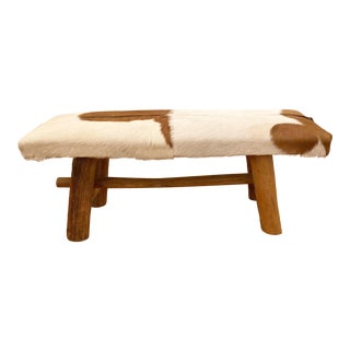 1990s Vintage Goat Hide Bench For Sale