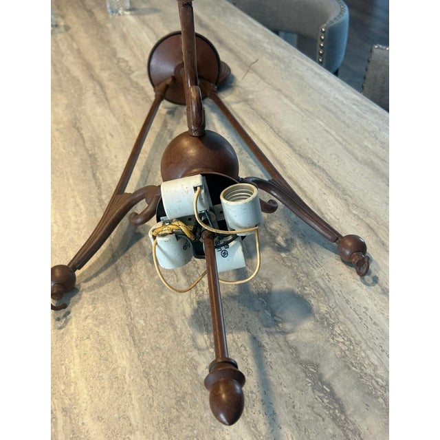 Metal 1990s Art Nouveau Quoizel Collectible Tiffany Style New York Era Stained Glass Chandelier “Inglenook” Design For Sale - Image 7 of 12