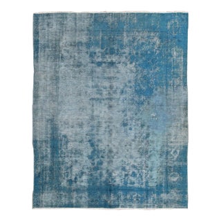 Antique Oushak Rug, Hand-Knotted Wool, Overdyed Blue, Turkey, 1920 For Sale