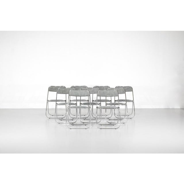 Chrome Folding Chairs with Fabric Seats, 1970s, Set of 9 For Sale - Image 13 of 15