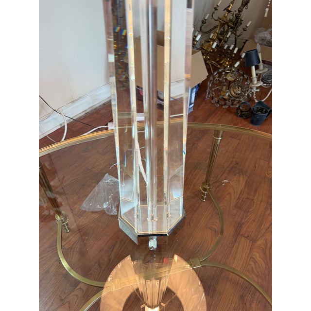 2000 - 2009 Solid Crystal Tower Table Lamp For Sale - Image 5 of 5