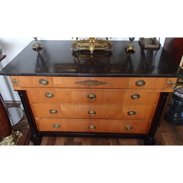 Black Empire Chest of 4 Drawers with Black Marble Top For Sale - Image 8 of 11