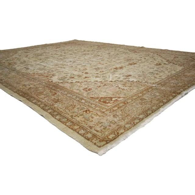 74939 Distressed Antique Persian Mahal Rug, 07'01 x 09'03. Antique-washed Persian Mahal rugs originate from Iran's...