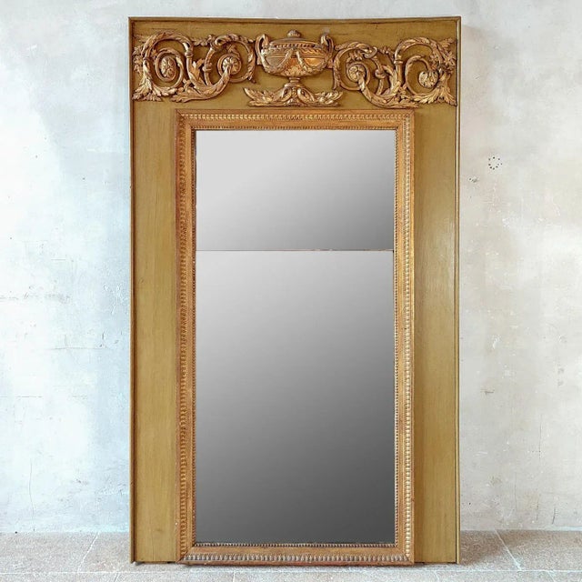 Gold Antique French Gilded Trumeau Mirror For Sale - Image 8 of 8