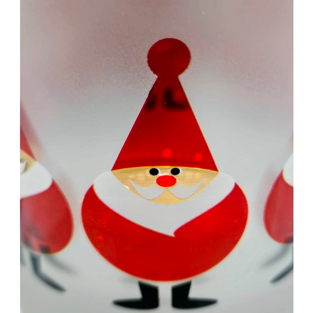 1970s Vintage Culver LTD Christmas Santa & Reindeer Frosted Tumblers, Set of 6 For Sale - Image 5 of 10