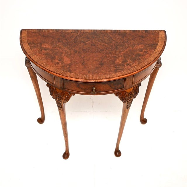 Early 20th Century Antique Burr Walnut Console Table, 1900 For Sale - Image 5 of 11