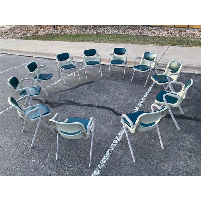 Off-white Postmodern Armchairs Giancarlo Piretti & Emilio Ambasz for Dorsal - Set of 11 For Sale - Image 8 of 13