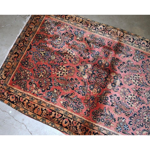 1920s 1920s, Handmade Antique Persian Sarouk Rug 3.3' X 5.2' For Sale - Image 5 of 7