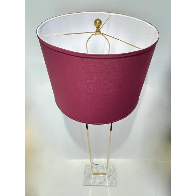 European Art Deco Style Minimalist Crystal Murano Glass Brass Marble Floor Lamp For Sale - Image 9 of 12