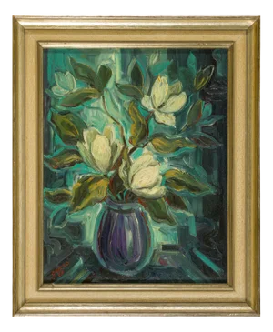 Italian Signed Still Life with Flowers, 1950s