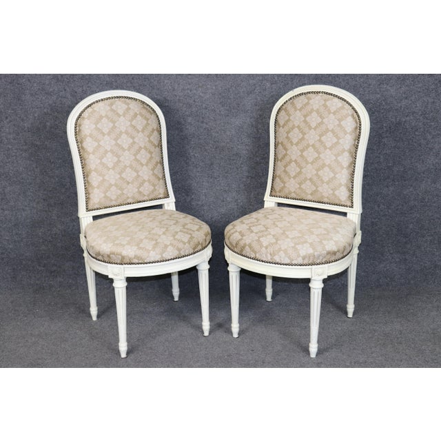 French Set 12 1960's Louis XVI Style French Painted Dining Chairs Manner of Jansen For Sale - Image 3 of 15