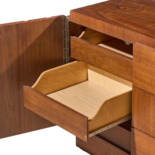 Lane Brutalist Mid Century Walnut Lowboy Dresser For Sale In Chicago - Image 6 of 9