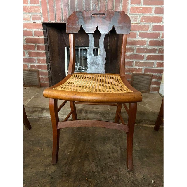 American Set of 4 Federal Style Cane Seat Dining Side Chairs, 19th Century For Sale - Image 3 of 10