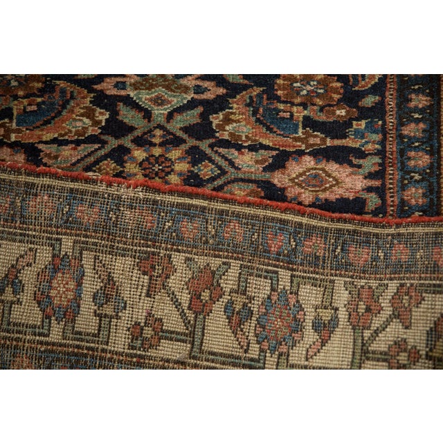 Textile 1920s Antique Persian Bijar Herati Wool Rug Runner For Sale - Image 7 of 12