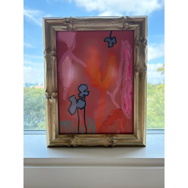 Contemporary 2025 Ak Hardeman Abstract Painting in Custom Bamboo-Style Frame For Sale - Image 3 of 4