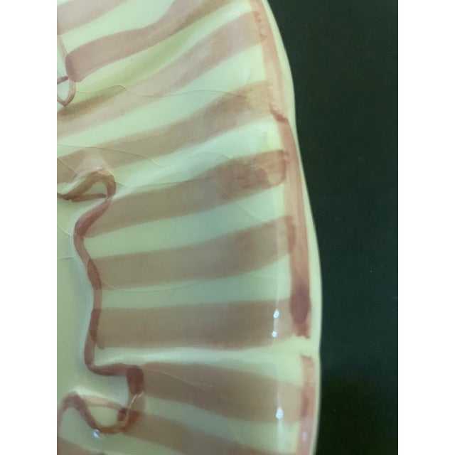Vintage 1989 Angora / Haldon Group "Pink Stripe" Ribbon Bow Heart Platter - Rare 14" For Sale - Image 10 of 17