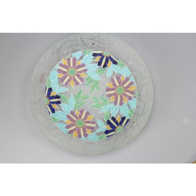 Metal Art Deco Pendant Light in Polychrome Enameled Glass from Loys Lucha, 1930s For Sale - Image 7 of 11