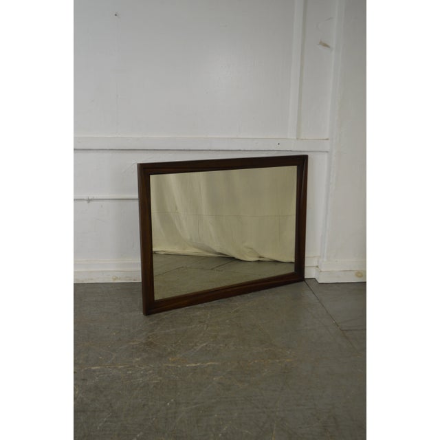 Brown Mid Century Modern Walnut Frame Rectangular Wall Mirror For Sale - Image 8 of 9