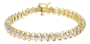 18K Yellow Gold 4.0 Cttw Round-Cut Diamond S-Link 7" Inch Tennis Bracelet