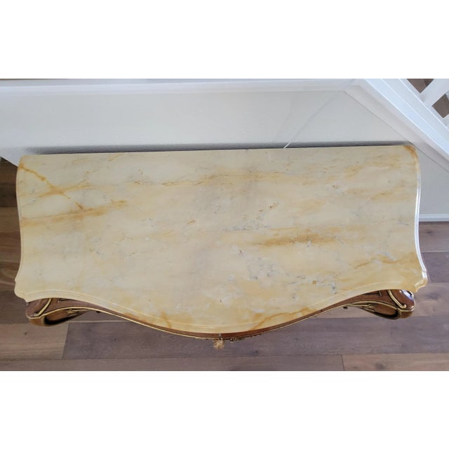 Bronze Late 19th Century Marble Top Amboyna a Gilt Commode on Gilt Bronze Sabots For Sale - Image 8 of 13