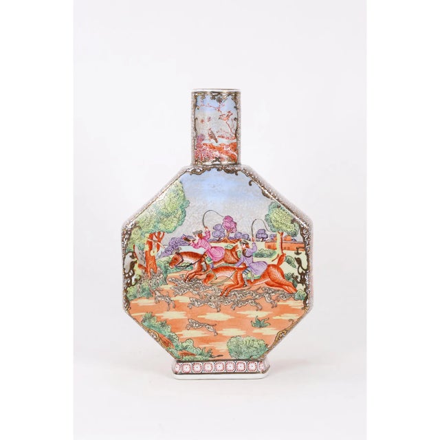 20th Century Chinese Style Hunt Scene Porcelain Octagonal Vase For Sale - Image 11 of 11
