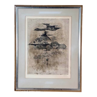 Modernist Johnny Friedlaender Signed Abstract Surrealist Print Etching For Sale