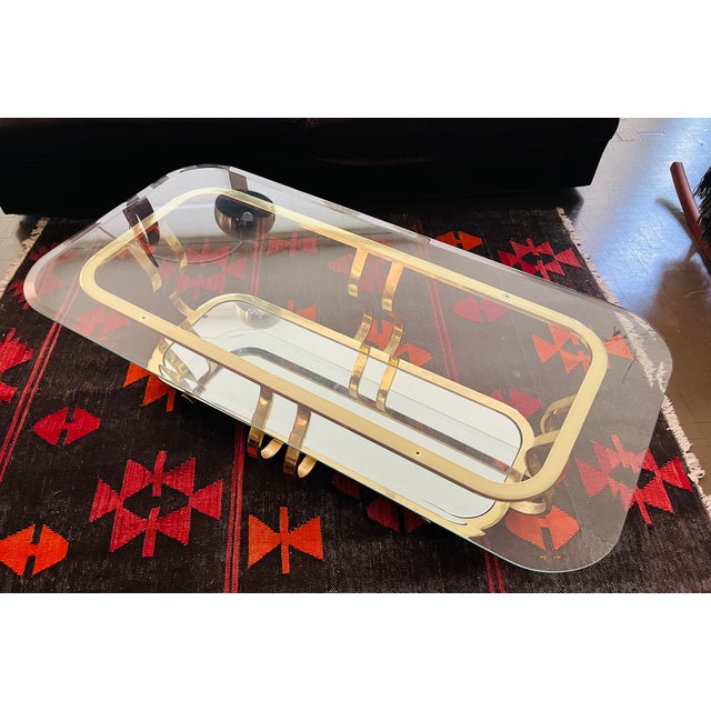 Brass and Glass Coffee Table Hollywood Regency Glam For Sale In New York - Image 6 of 13